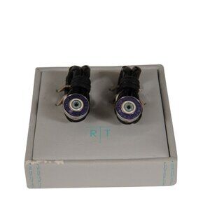 Tateossian London RT Scoubidou Pivot Button Wraparound Evil Eye Cufflinks Black